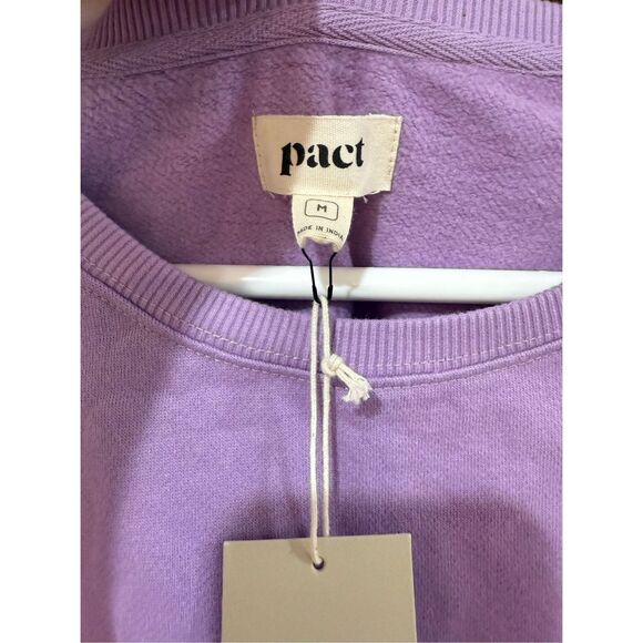 Pact NWT Organic Sweatshirt Women’s Purple Pullover Dreamer Crewneck Crop Sz M - Picture 3 of 7